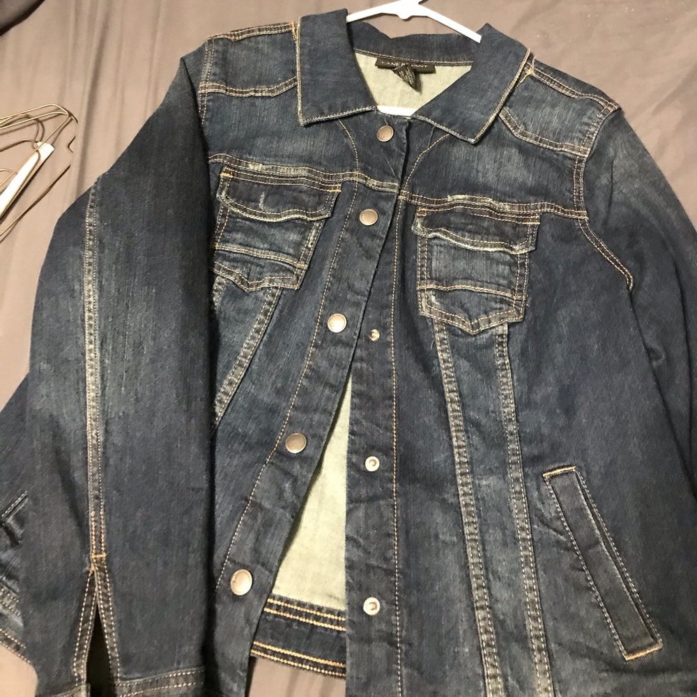 Lane Bryant distressed jean jacket